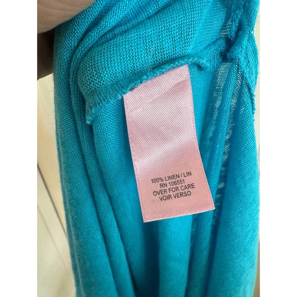 Calypso St. Barth teal blue linen maxi dress size small‎